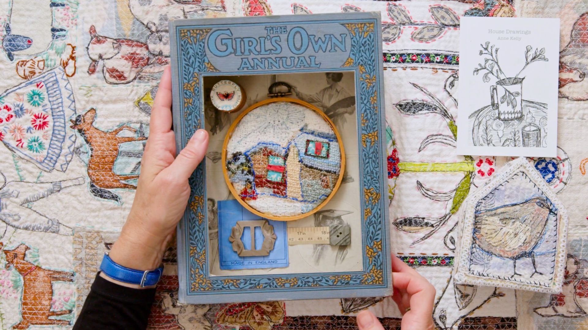 Anne Kelly showing artwork during Collections and Cloth