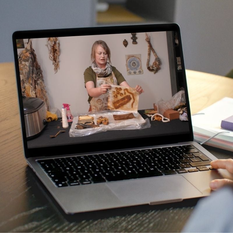Clarissa Callesen during Creating with Courage shown on laptop screen