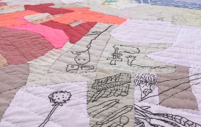 Close up of quilt artwork by Amanda Nadig