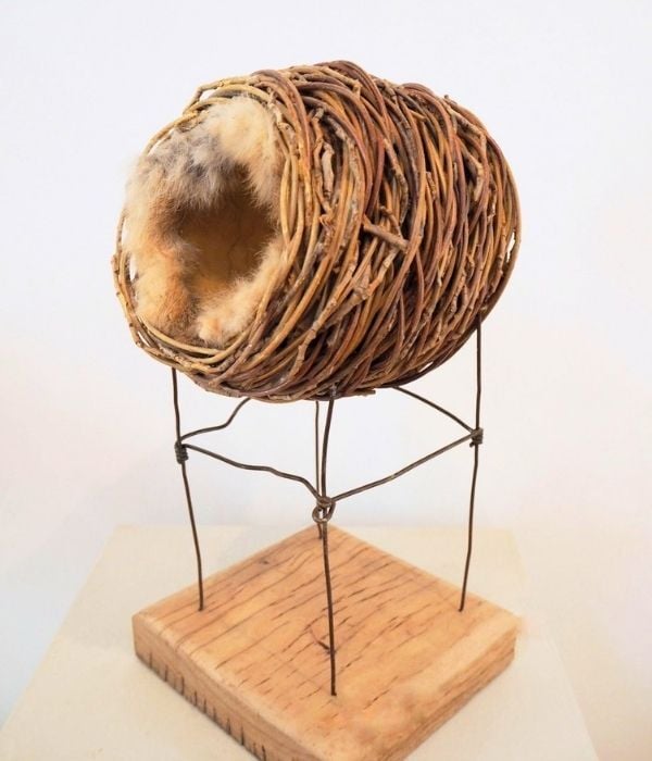 Goodall Standing basket artwork with fur inside