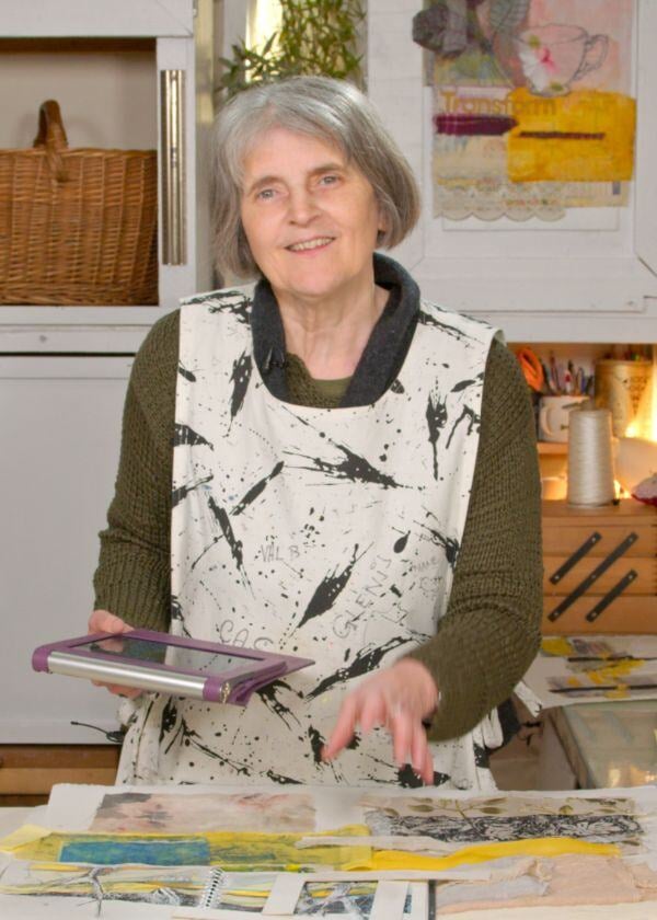 Artist Cas Holmes in her studio