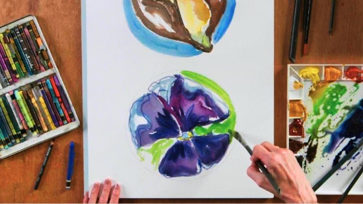 Sarah Brayer working on a piece of art