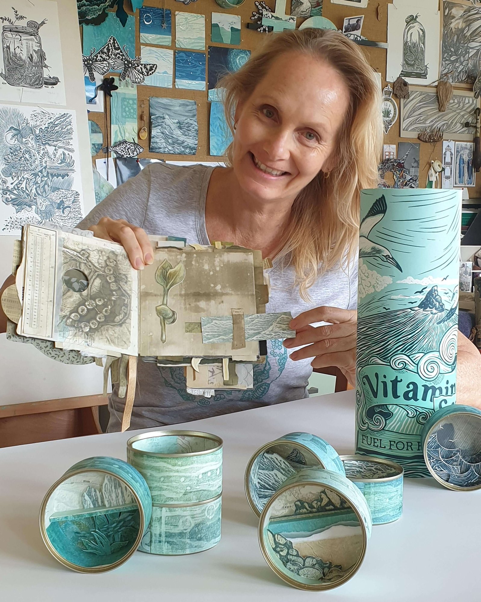 Toni Hartill showing some of her works