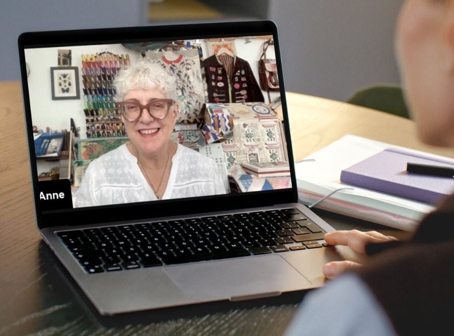 Anne Kelly on laptop screen