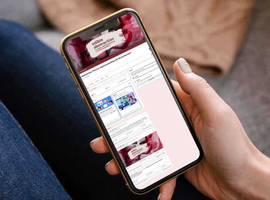 Edible Abstraction online community group displayed on a mobile phone