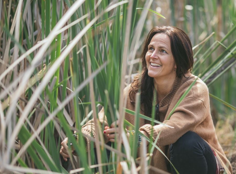 Harriet Goodall collecting materials