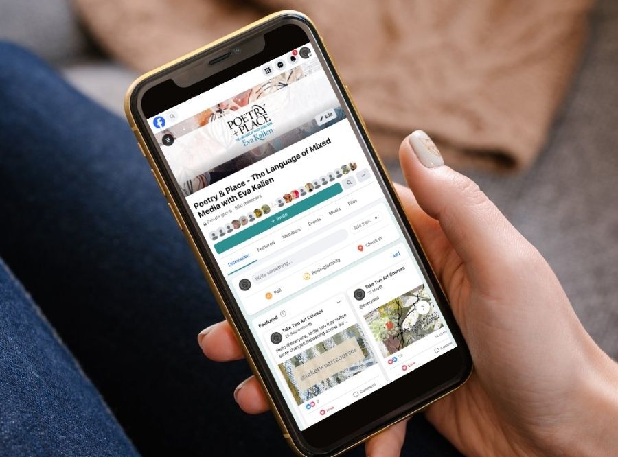Poetry & Place online community group displayed on a mobile phone