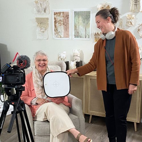Behind the scenes filming Focus and Flow: Restorative Art