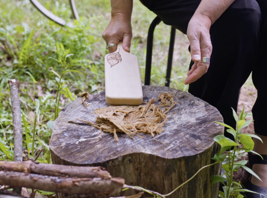 Karen working with materials during a course module
