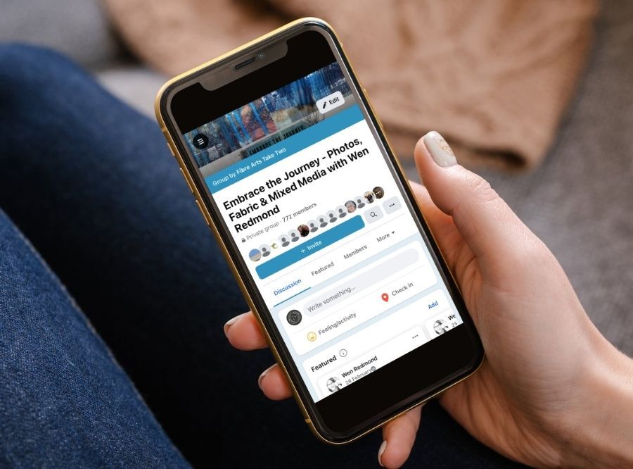 Embrace the Journey online community group displayed on mobile phone screen