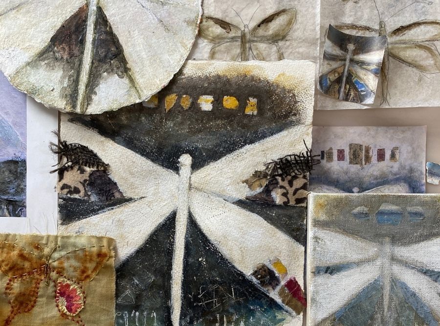 Close up of artworks by Roxanne Evans Stout