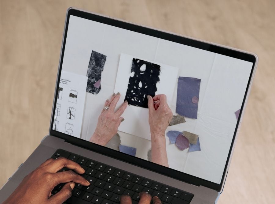 The Way of Wabi Sabi Collage art course on laptop screen